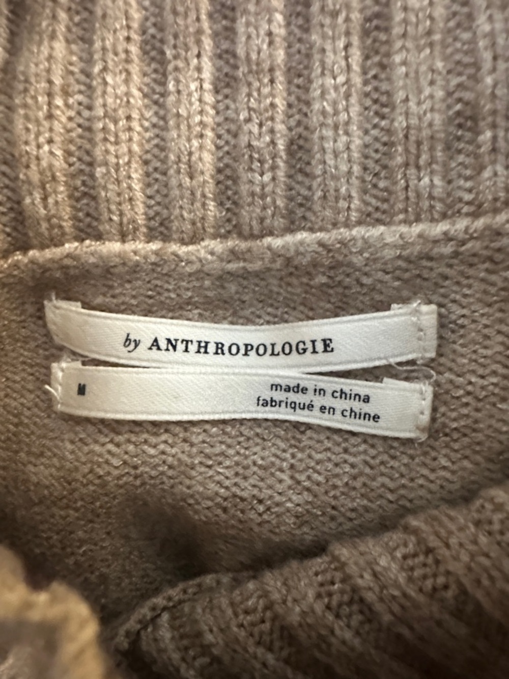 Anthropologie Tan Knit Cowl Neck Button Shoulder Comfy Long Sleeve Sweater Sz M - Picture 9 of 9